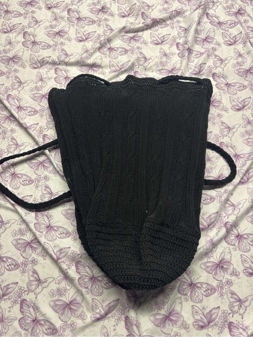🌀Black Crochet Knit Backpack